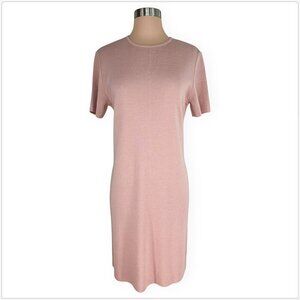 Gispa Italy Dusty Pink Short Sleeves Wool Blend Sweater Knit Dress M